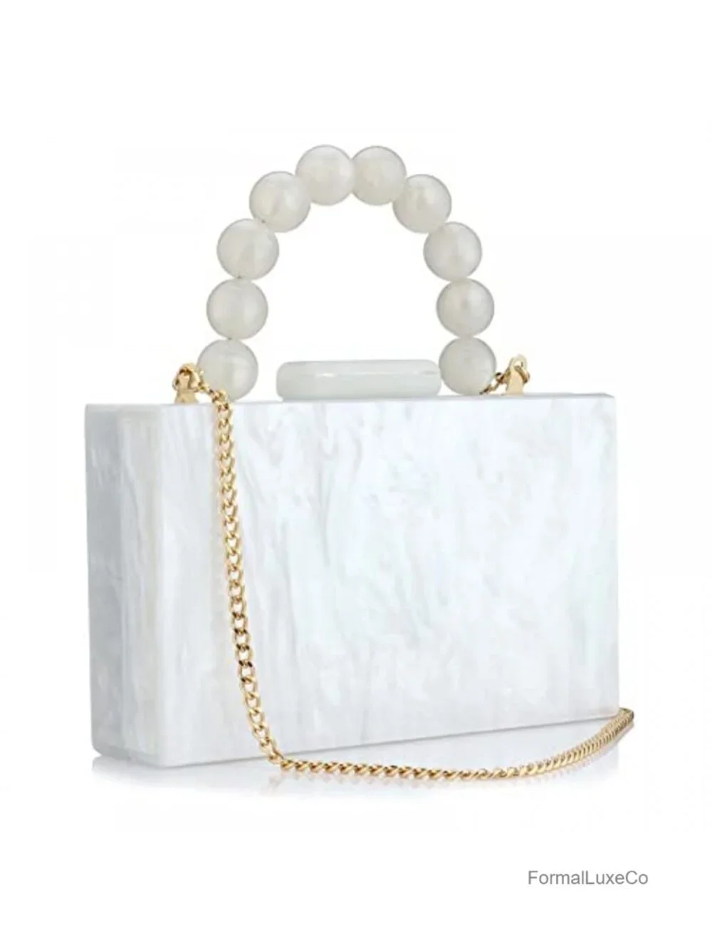 Acrylic Clutch Bag with Pearl Chain for Women Evening Party Crossbody